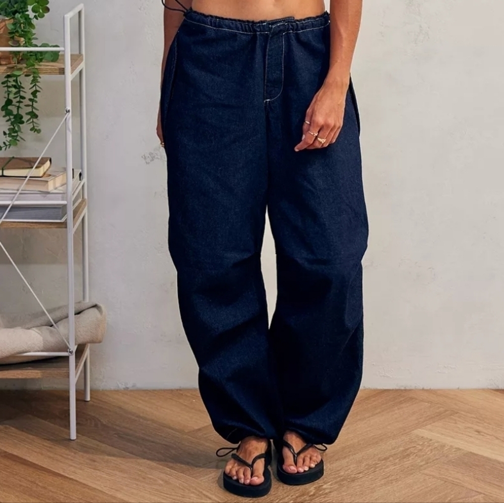Urban Outfitters BDG Baggy Cargo Balloon Barrel Wide Leg Denim Pant Blue XS